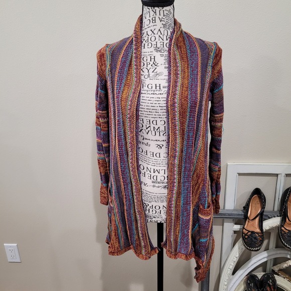 Billabong Sweaters - Billabong Listen Up multi color Cotton blend open front cardigan Women SZ XS